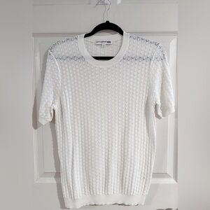 Pointelle Crew Neck Sweater (Ines De La Fressange) White, Large, hardly worn
